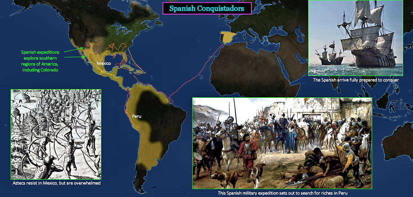 Spanish conquest, 1500s map